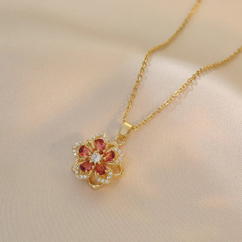 Eternal Bloom Rotatable Flower Necklace – Romance in Every Turn